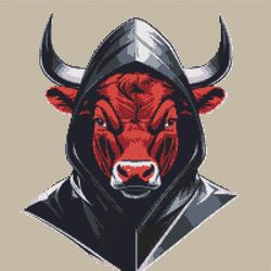 a bull with a hood and horns - cross stitch pattern pdf - instant download