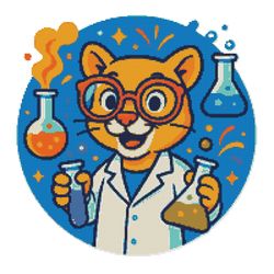 a cat with big glasses and test tubes in his hands - cross stitch pattern pdf - instant download