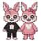 A Couple Of Animals In Pink Clothes And A Black Suit Cross Stitch Pattern PDF Instant Download 0