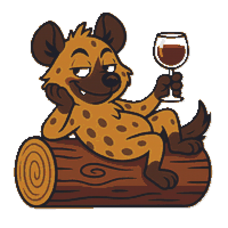 A Cunning Hyena Sits On A Log Cross Stitch Pattern PDF Instant Download 0