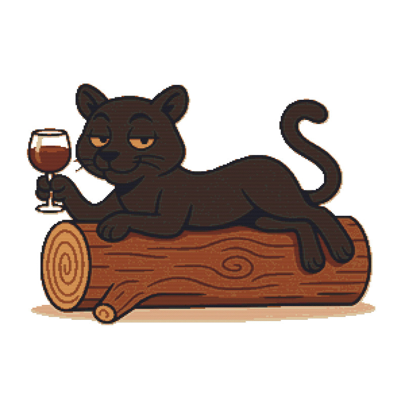 A Cunning Panther Rests On A Log Cross Stitch Pattern PDF Instant Download 0
