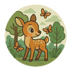 a fawn in the forest with butterflies - cross stitch pattern pdf - instant download