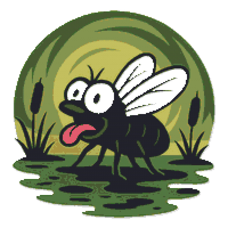 A Fly On A Green Swamp  Cross Stitch Pattern PDF  Instant Download 0