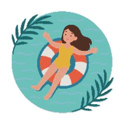 a girl in the sea lies on a lifebuoy - cross stitch pattern pdf - instant download