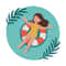 A Girl In The Sea Lies On A Lifebuoy Cross Stitch Pattern PDF Instant Download 0