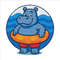 A Hippopotamus With An Inflatable Ring In A Pool Cross Stitch Pattern PDF Instant Download 0