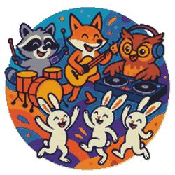a raccoon on drums - cross stitch pattern pdf - instant download