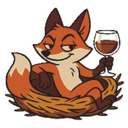a sly fox is relaxing with a glass in the nest - cross stitch pattern pdf - instant download
