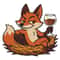A Sly Fox Is Relaxing With A Glass In The Nest Cross Stitch Pattern PDF Instant Download 0