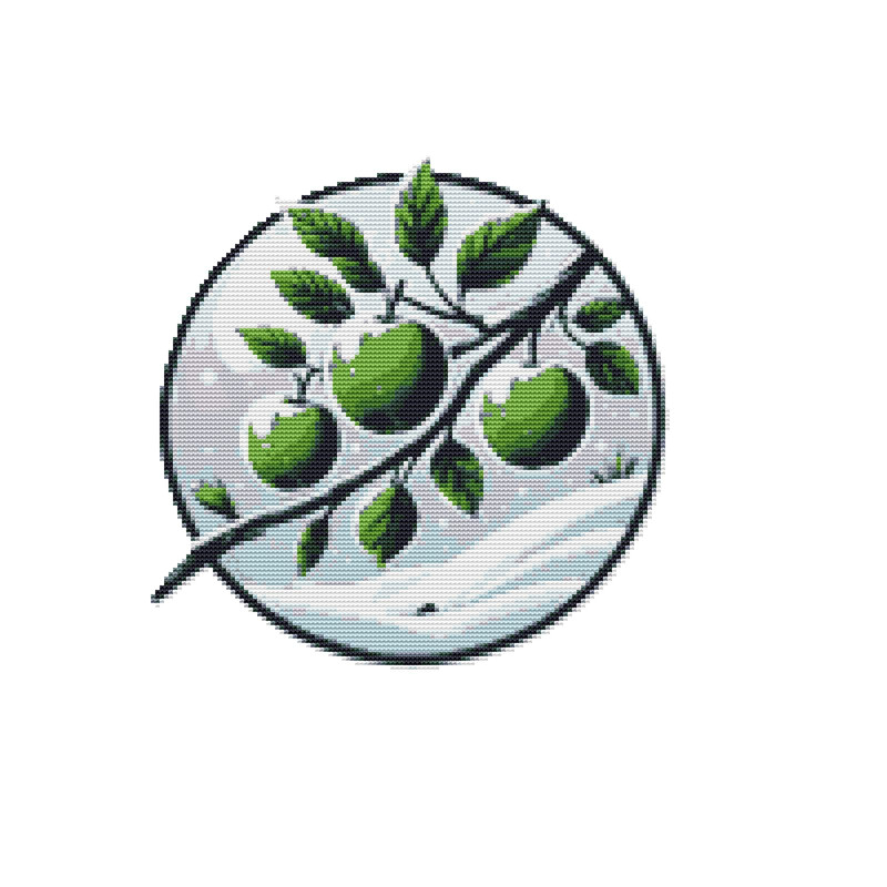 Apple Tree Branch In Winter  Cross Stitch Pattern PDF  Instant Download 0