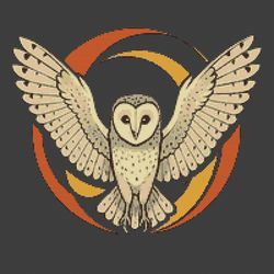 australian barn owl on black background- cross stitch pattern pdf - instant download