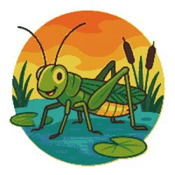 australian locust swims in water - cross stitch pattern pdf - instant download