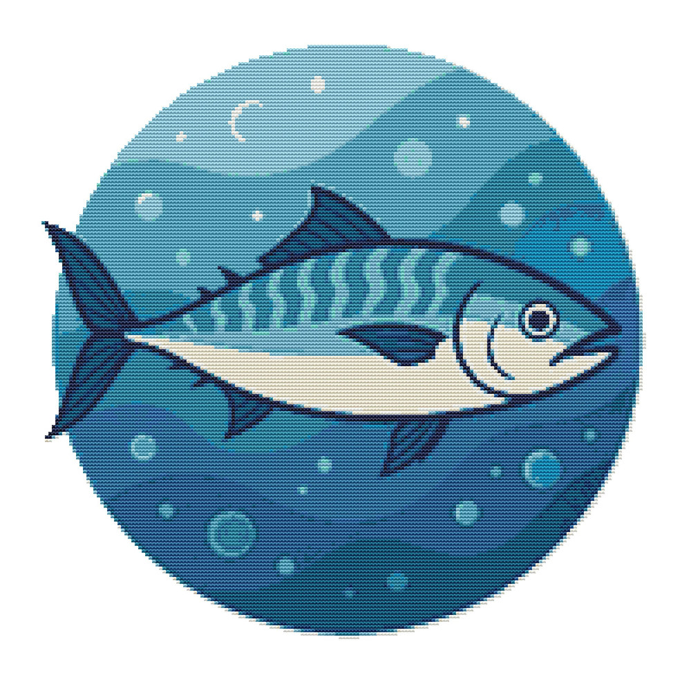 Australian Mackerel In Blue Water Cross Stitch Pattern PDF Instant Download 0