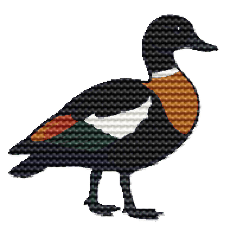 Australian Shelduck Against A Colorful Circle Cross Stitch Pattern PDF Instant Download 0