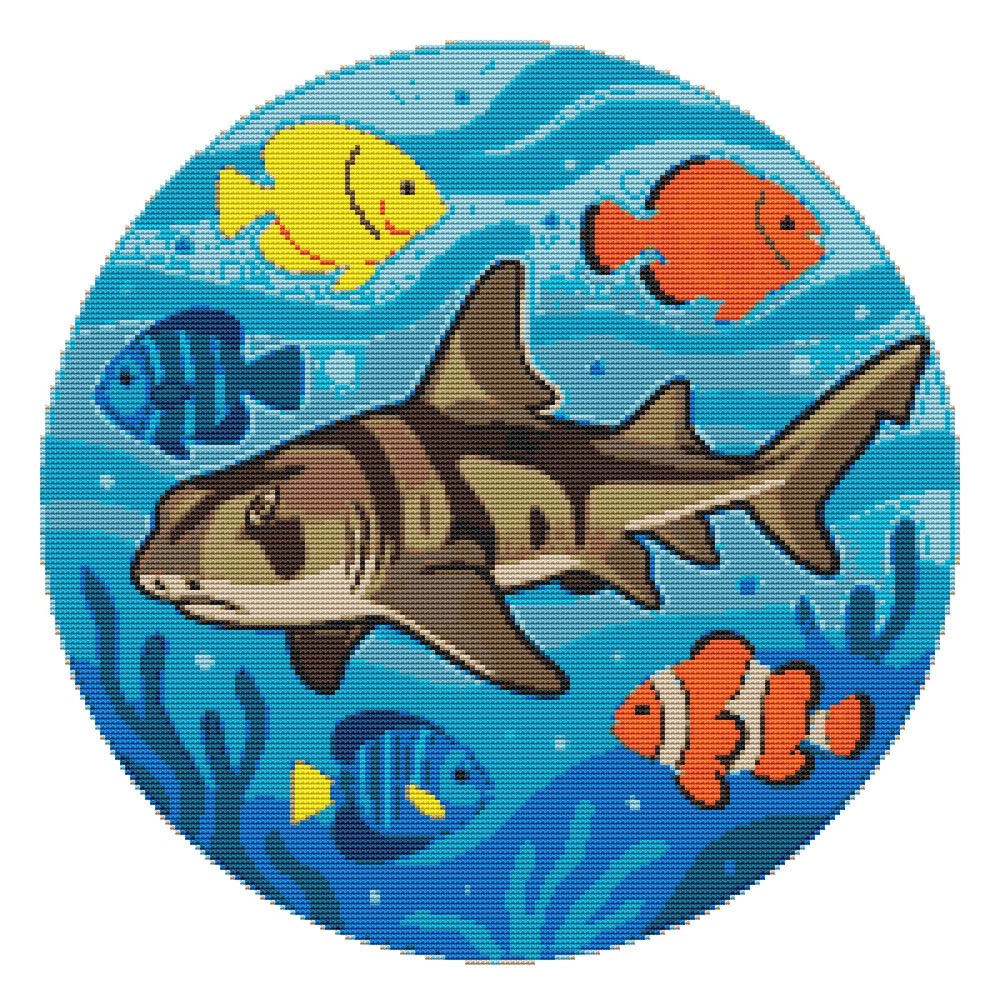 Australian Shortsnake Shark At Sea Cross Stitch Pattern PDF Instant Download 0