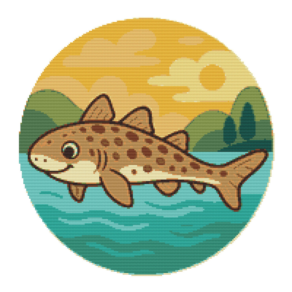 Australian Spotted Catshark Swims In The Water  Cross Stitch Pattern PDF  Instant Download 0