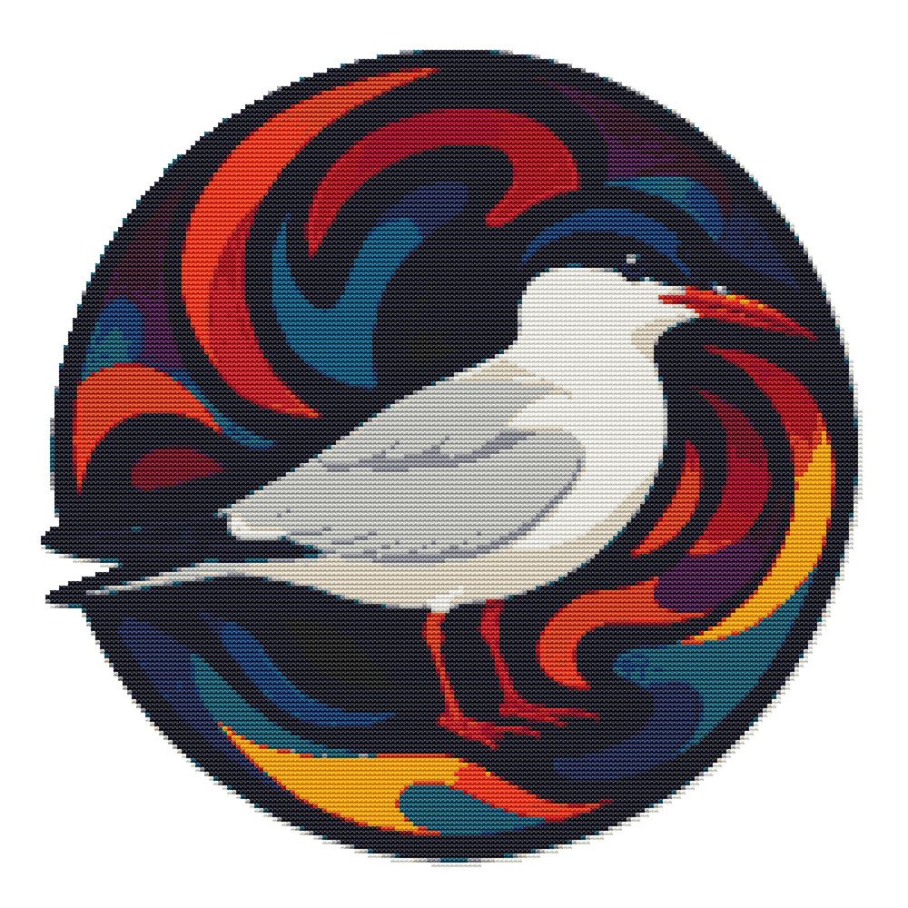 Australian Tern Against A Colorful Circle Cross Stitch Pattern PDF Instant Download 0