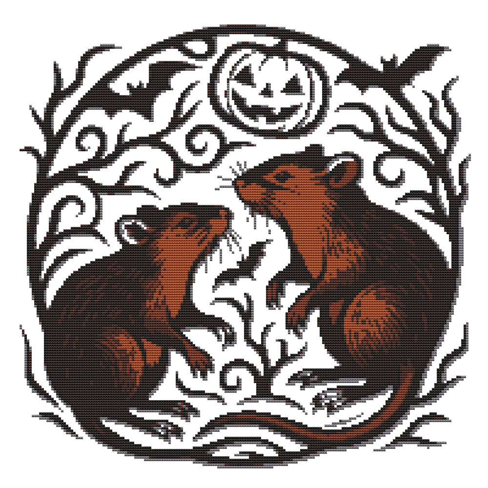 Australian Water Rats For Halloween  Cross Stitch Pattern PDF  Instant Download 0
