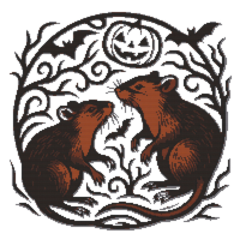 Australian Water Rats For Halloween  Cross Stitch Pattern PDF  Instant Download 0