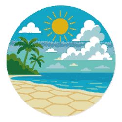 azure sea with palm trees - cross stitch pattern pdf - instant download