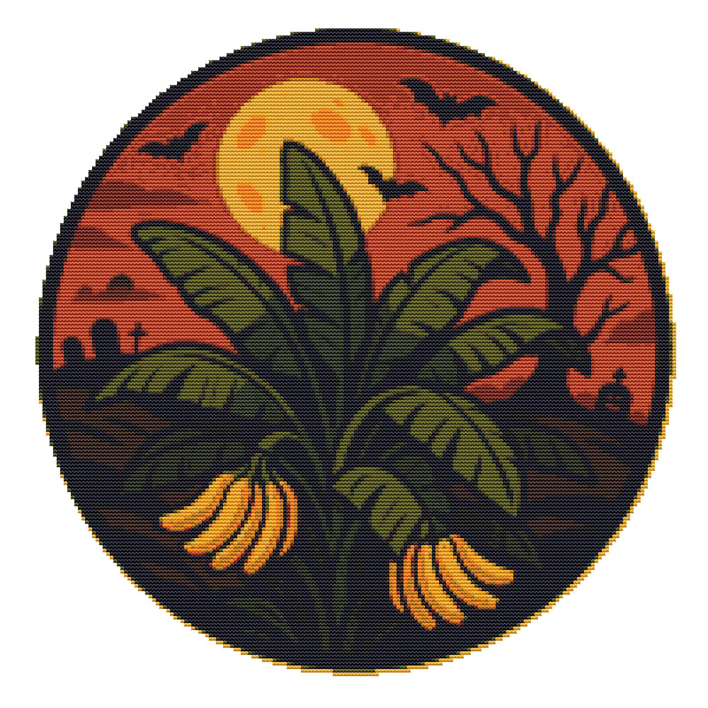 Banana Bushes For Halloween  Cross Stitch Pattern PDF  Instant Download 0