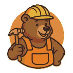 bear-builder with a helmet and a hammer - cross stitch pattern pdf - instant download