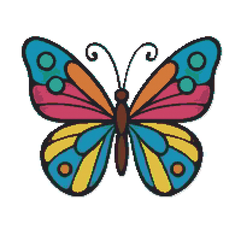 Beautiful Colorful Butterfly On A White Background Cross Stitch Pattern PDF Instant Download 0