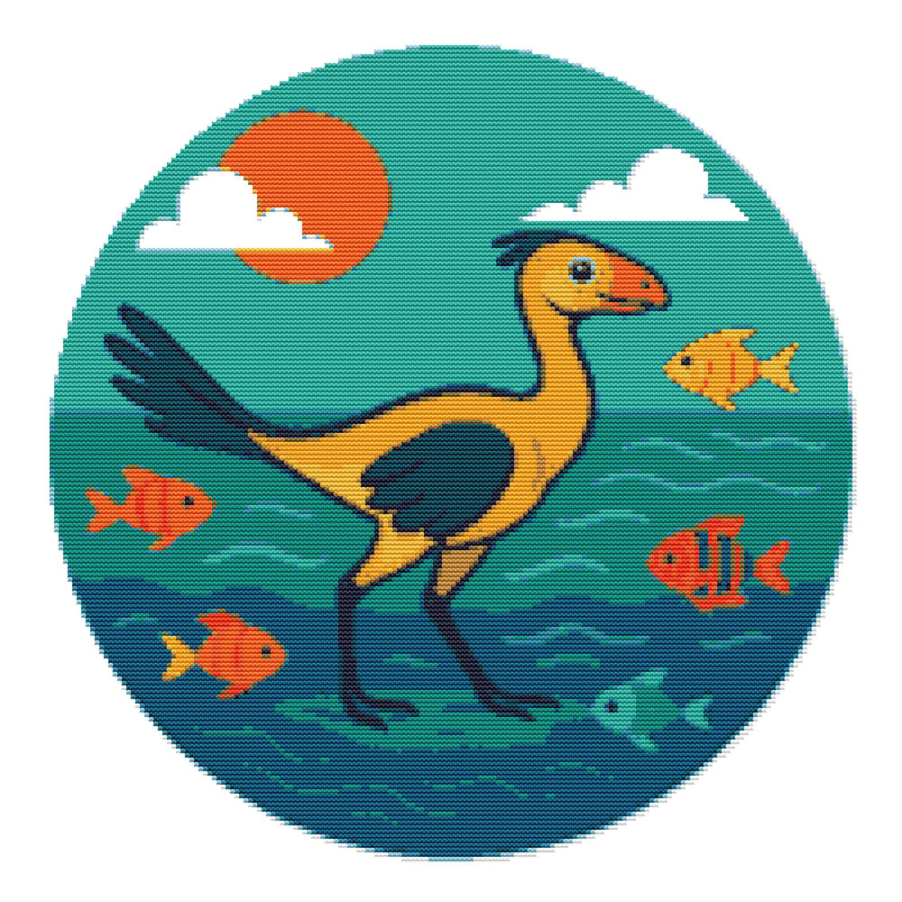 Bird Against A Seascape Cross Stitch Pattern PDF Instant Download 0