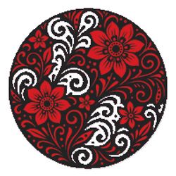 black and red pattern in abstract circle - cross stitch pattern pdf - instant download