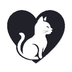 black and white cross stitch pattern - silhouette of a cat in a heart - cross stitch pattern pdf - instant download