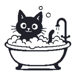 black cat bathing in a bubble bath - cross stitch pattern pdf - instant download
