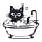 Black Cat Bathing In A Bubble Bath Cross Stitch Pattern PDF Instant Download 0