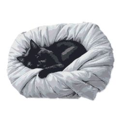 black cat sleeping on white blanket - cross stitch pattern pdf - instant download
