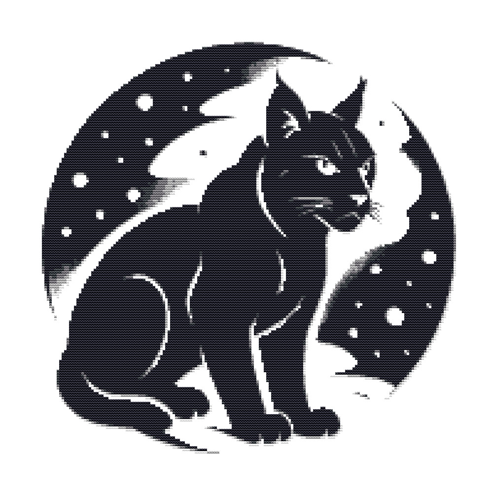 Black Lynx On Dark Background Cross Stitch Pattern PDF Instant Download 0