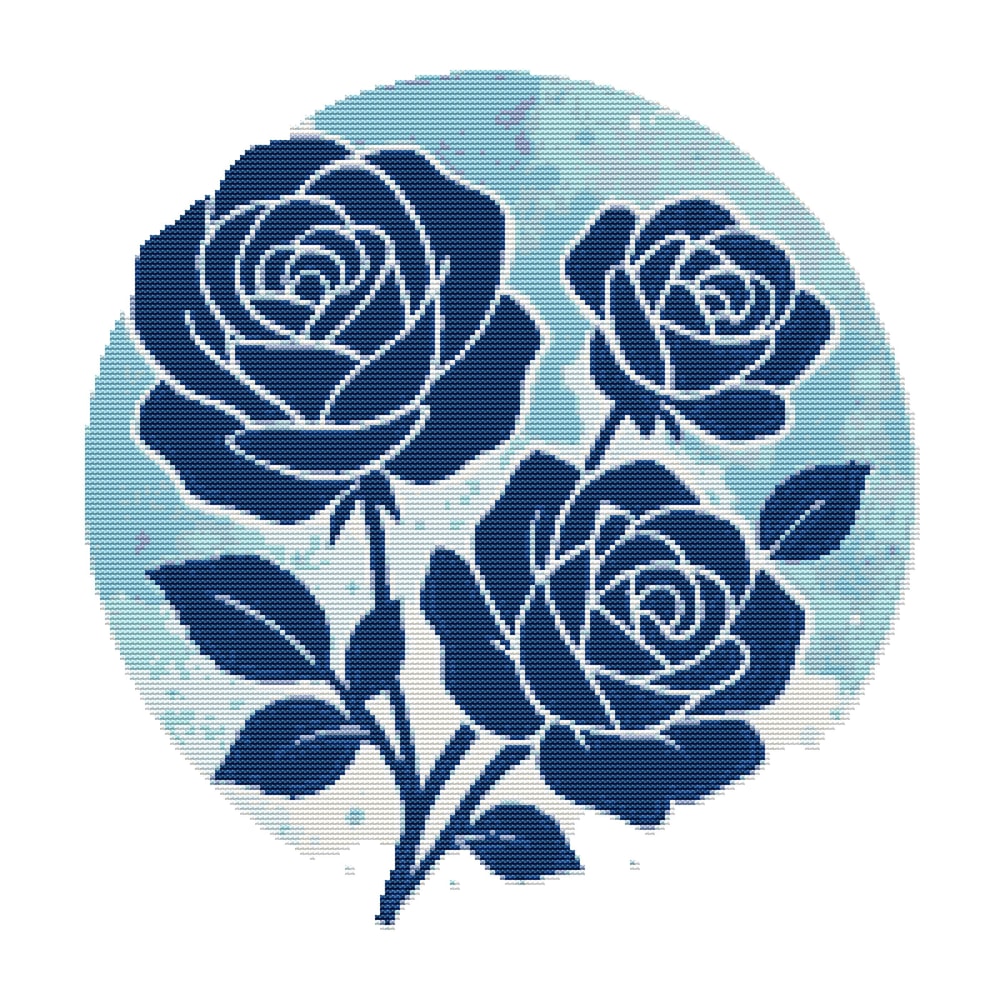 Blue Roses Cross Stitch Pattern PDF 0