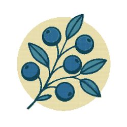 branch of blueberries - cross stitch pattern pdf - instant download