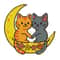 Cat And Cat In The Shape Of A Heart Sitting On The Moon Cross Stitch Pattern PDF Instant Download 0