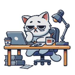 cat at work - cross stitch pattern pdf - instant download