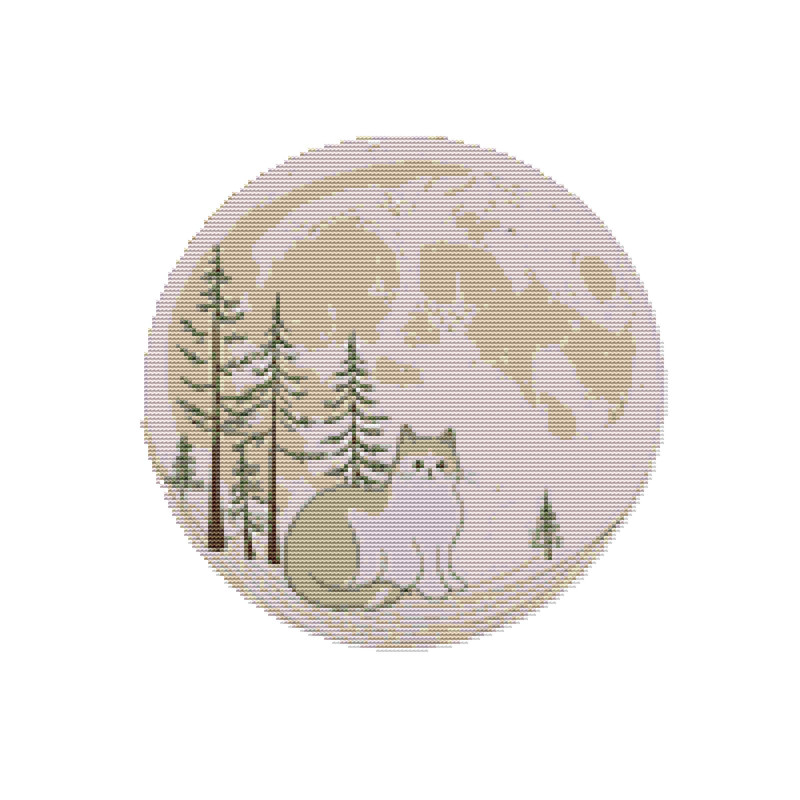 Cat In The Forest  Cross Stitch Pattern PDF  Instant Download 0