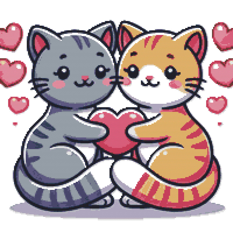 Cats Love Cross Stitch Pattern PDF Instant Download 0