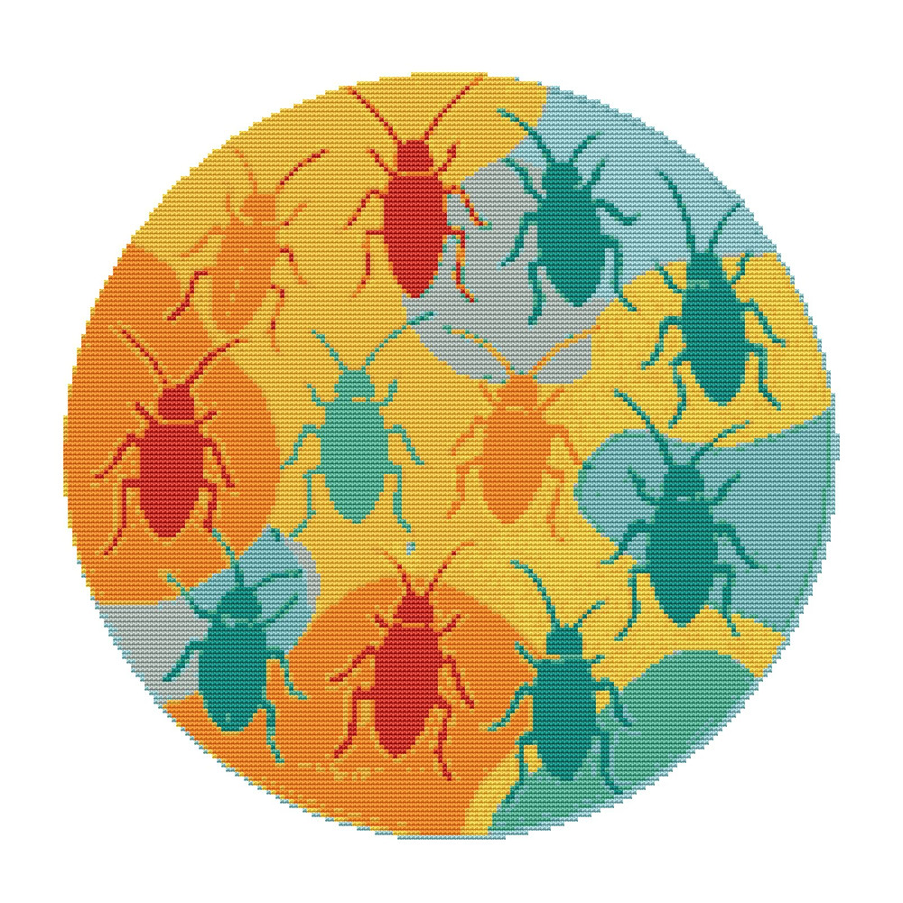 Colorful Teracanas In A Circle Cross Stitch Pattern PDF Instant Download 0