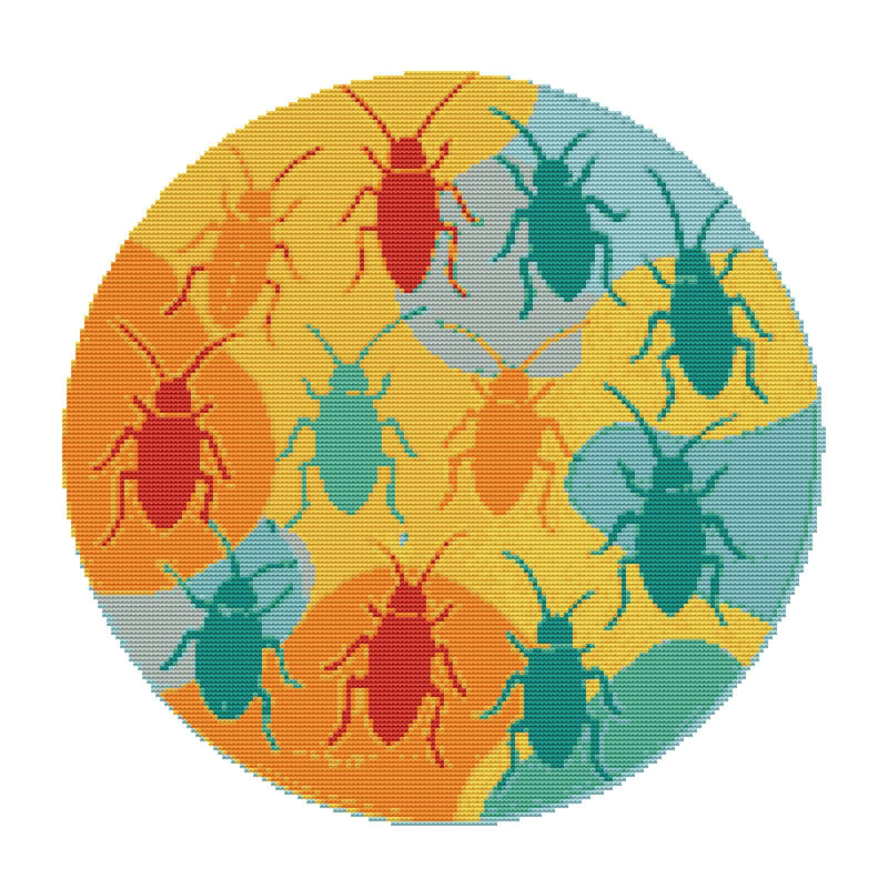 Colorful Teracanas In A Circle Cross Stitch Pattern PDF Instant Download 0