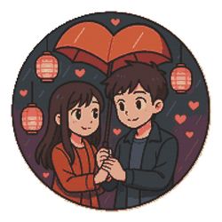 couple holding hands under heart-shaped umbrella - cross stitch pattern pdf - instant download