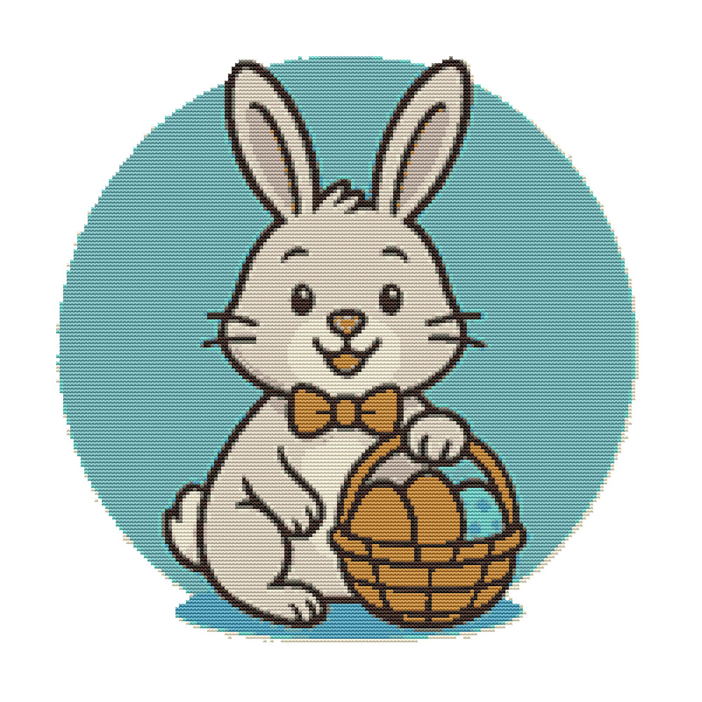 Cute Bunny With Easter Eggs Cross Stitch Pattern PDF Instant Download 0