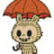 Cute Character Standing Under An Umbrella Cross Stitch Pattern PDF Instant Download 0