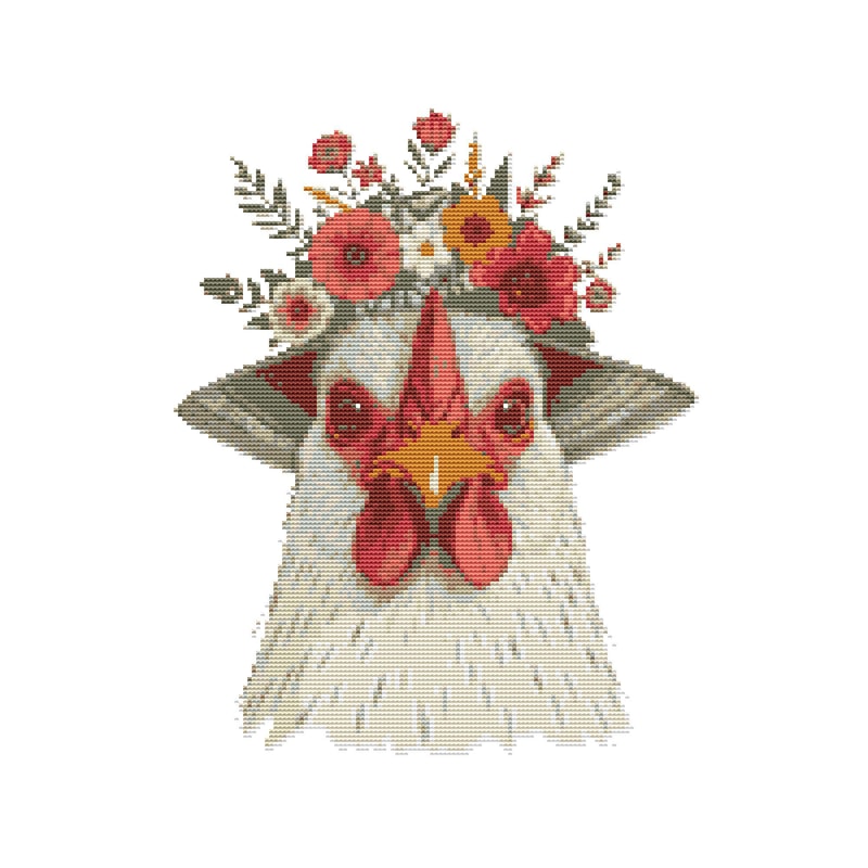 Cute Chicken With A Hat Cross Stitch Pattern PDF Instant Download 0