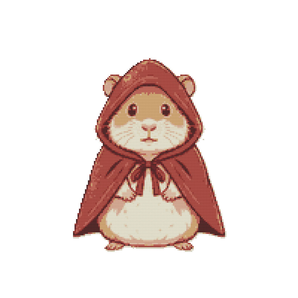 Cute Hamster In Red Clothes Cross Stitch Pattern PDF Instant Download 0