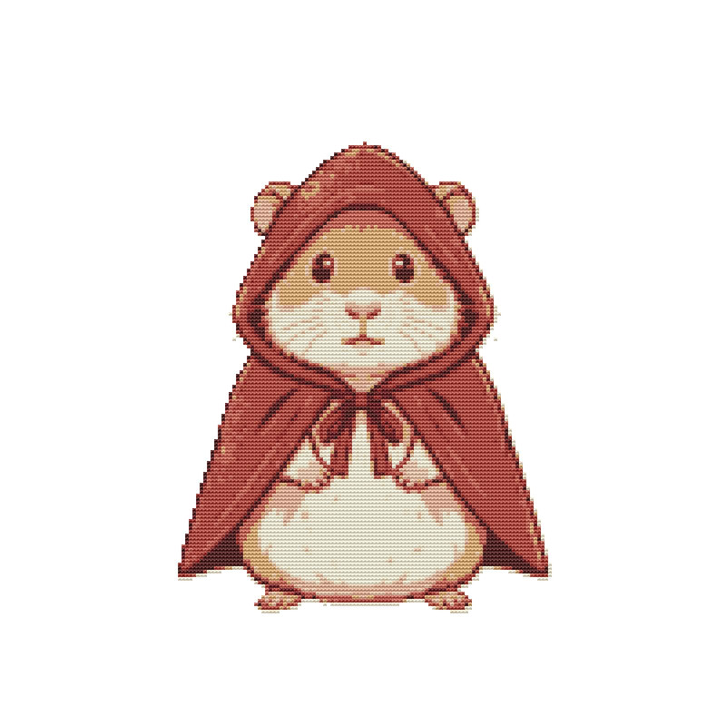 Cute Hamster In Red Clothes Cross Stitch Pattern PDF Instant Download 0