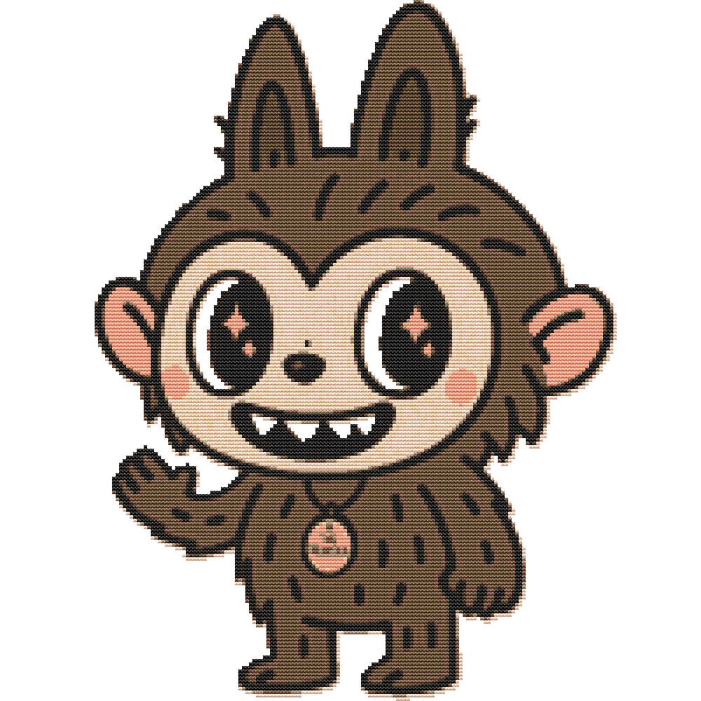 Cute Monster Smiles And Waves  Cross Stitch Pattern PDF  Instant Download 0