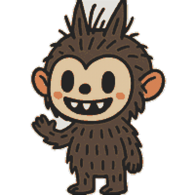 Cute Monster With Grey Fur Cross Stitch Pattern PDF Instant Download 0
